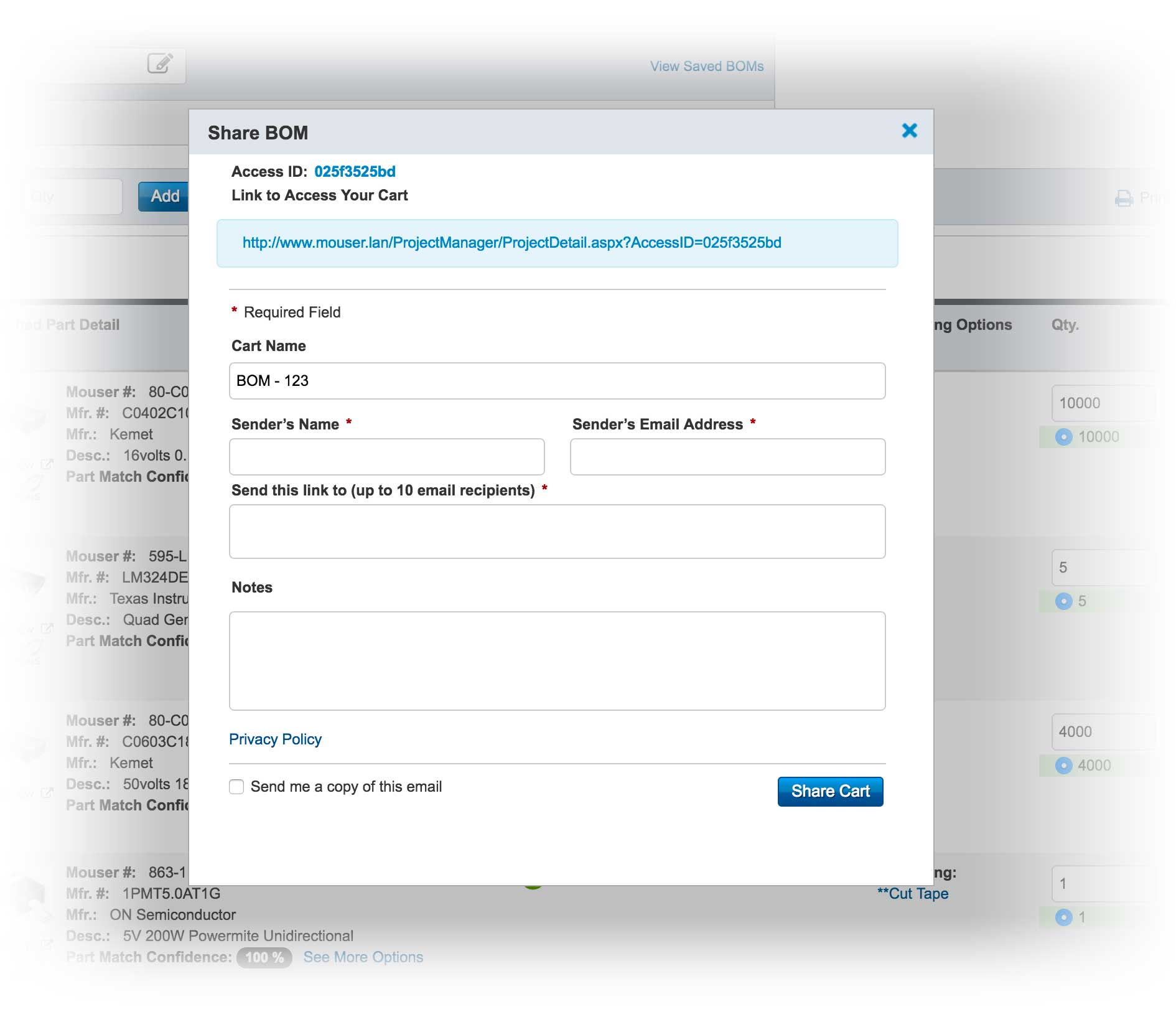 Share BOM modal” class=