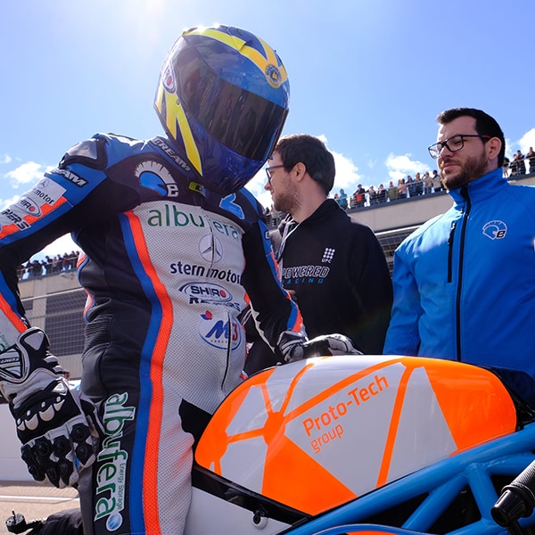 epowered racing motocycle and team