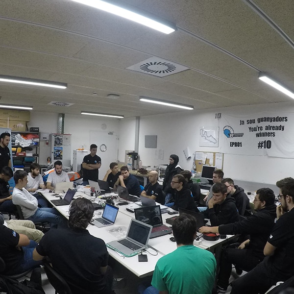epowered racing team in workshop