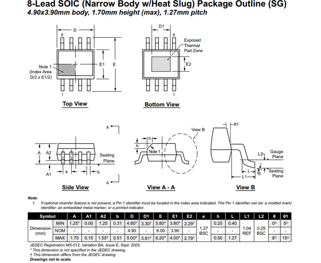 Mechanical Drawing - Microchip Technology CL320, CL325, & CL330 LED Drivers