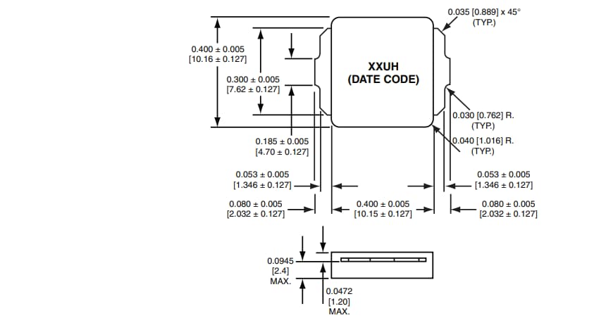 Mechanical Drawing - Vishay / Dale IHLW Series Low Profile High Current Inductors