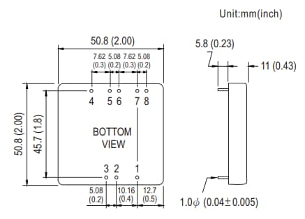 Mechanical Drawing - MEAN WELL SKA40 DC-DC Regulated Single Output Converters