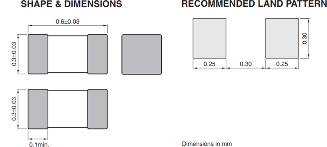 Mechanical Drawing - TDK MMZ Chip Beads (SMD) for Signal Lines
