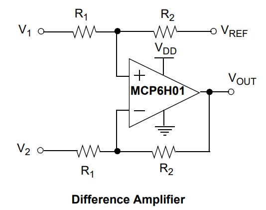 Application Circuit Diagram - Microchip Technology MCP6H01, MCP6H02, & MCP6H04 Op Amps
