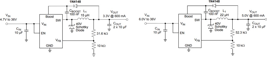 Application Circuit Diagram - Microchip Technology MCP16301 30V Non-Synchronous Buck Regulator