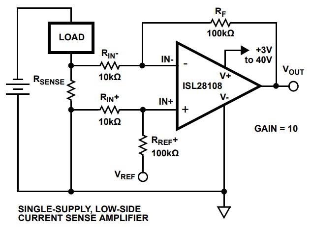 Application Circuit Diagram - Renesas Electronics ISL28x08 Precision Rail-to-Rail Power Op Amps