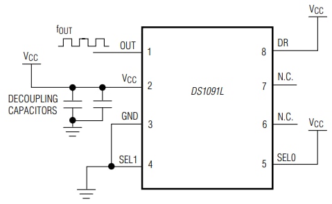 Application Circuit Diagram - Analog Devices / Maxim Integrated DS1091L Spread-Spectrum EconOscillator™