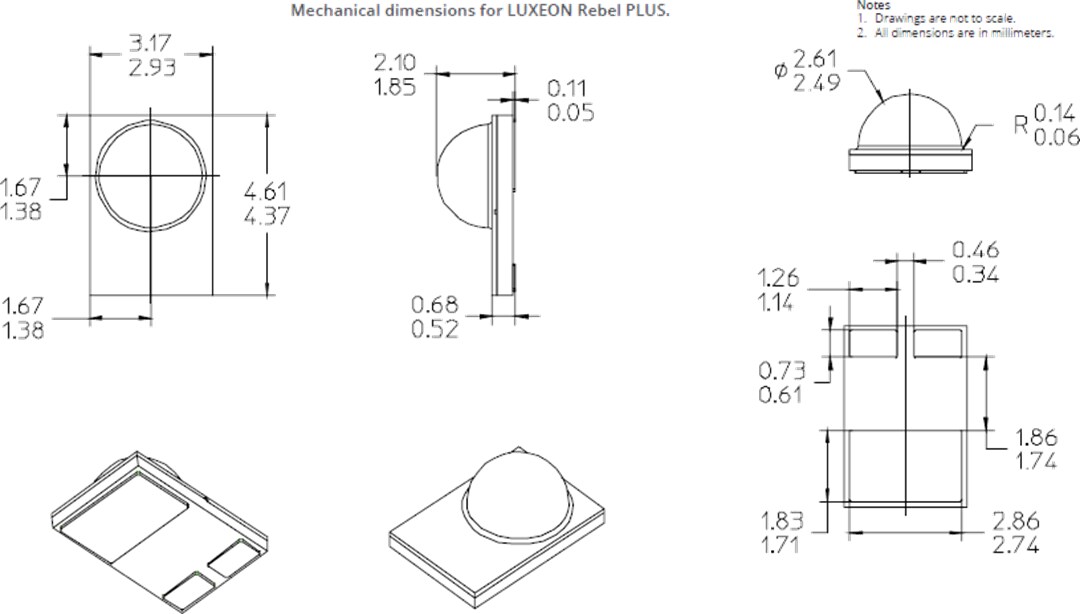 Mechanical Drawing - Lumileds LUXEON® Rebel PLUS LEDs