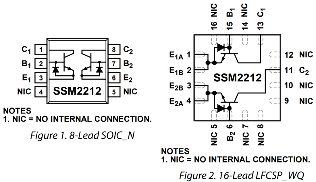 Location Circuit - Analog Devices Inc. SSM2212 Dual-Matched NPN Transistor