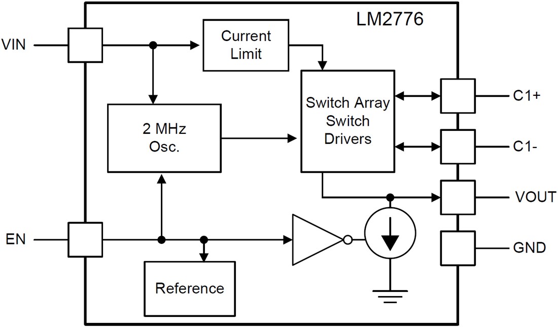 Block Diagram - Texas Instruments LM2776 CMOS Charge-Pump Voltage Converter