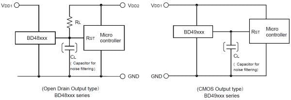 Application Circuit Diagram - ROHM Semiconductor BD48xxx & BD49xxx Voltage Detector ICs