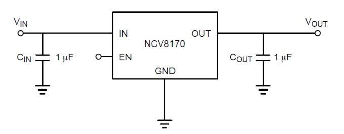Schematic - onsemi NCV8170 Ultra‐Low IQ 150mA CMOS LDO Regulators