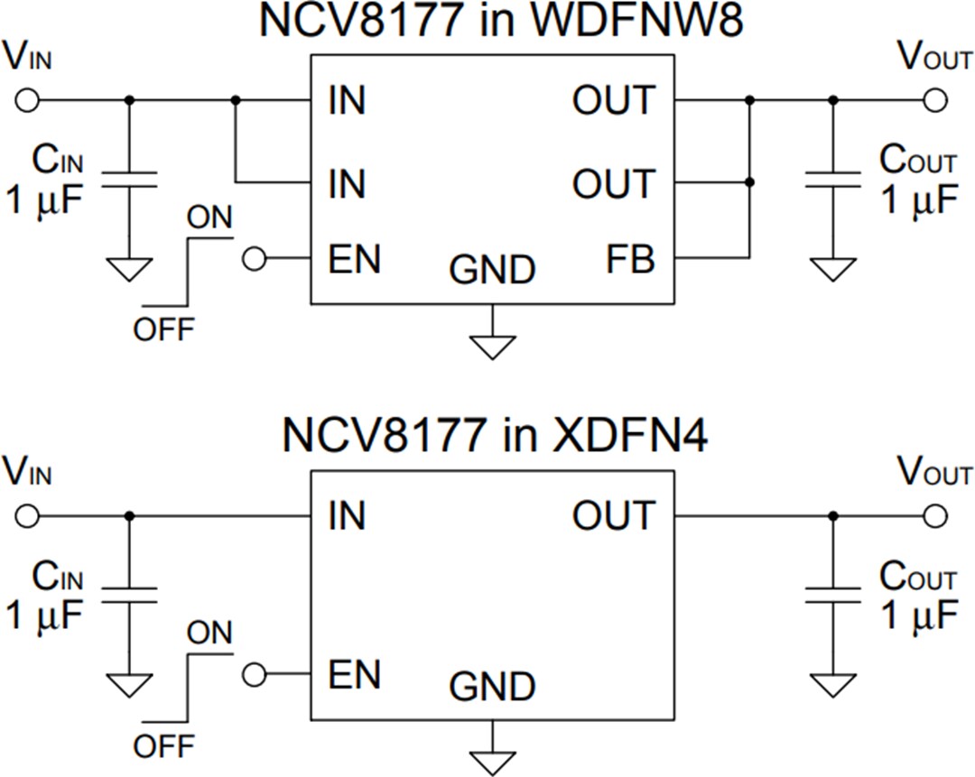 Application Circuit Diagram - onsemi NCV8177 CMOS LDO Regulators