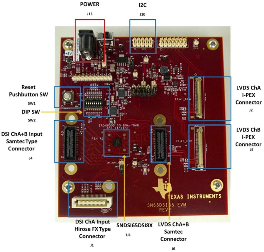 Mechanical Drawing - Texas Instruments SN65DSI85EVM LVDS Bridge Evaluation Module (EVM)
