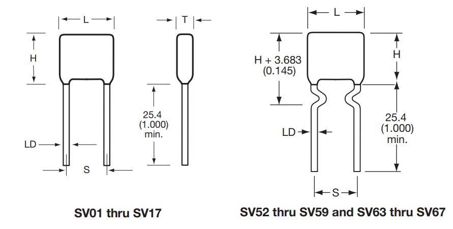 Mechanical Drawing - KYOCERA AVX SV High-Voltage Multilayer Ceramic Capacitors