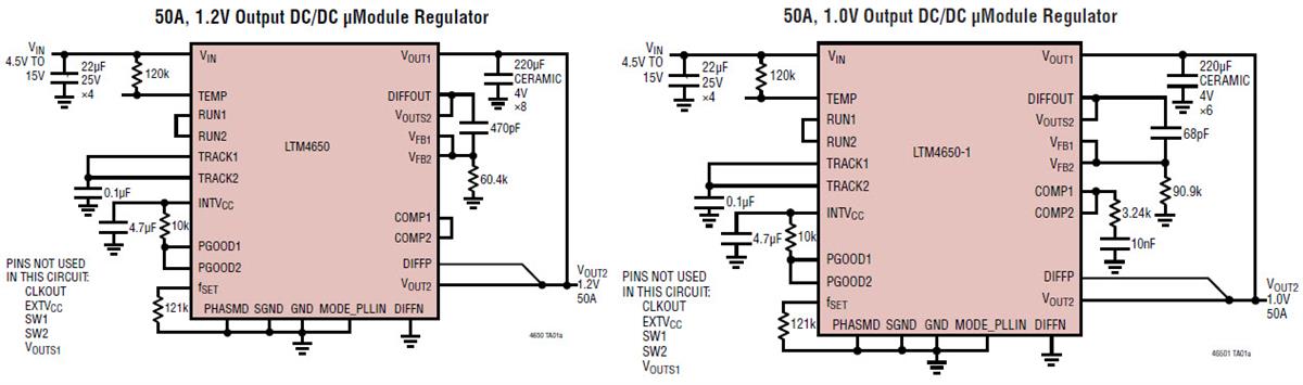 Application Circuit Diagram - Analog Devices Inc. LTM4650/1 DC/DC μModule® Regulators