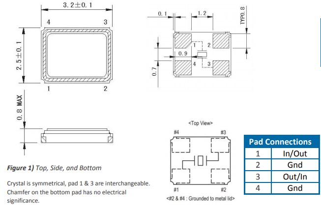 Mechanical Drawing - ECS ECS-33B SMD Crystals