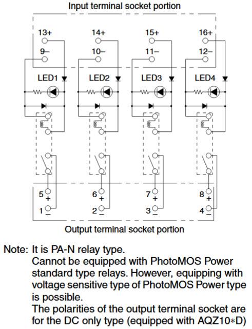 Schematic - Panasonic Industrial Devices RT-3 Unit Relay 4-Point Terminals