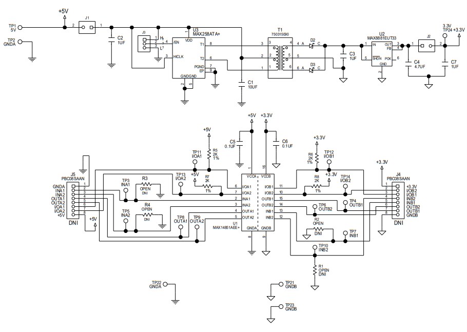 Schematic - Analog Devices / Maxim Integrated MAX14851EVKIT Evaluation Kit