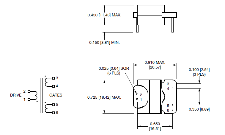 Mechanical Drawing - Vishay MGDT Miniaturized Gate Drive Planar Transformers