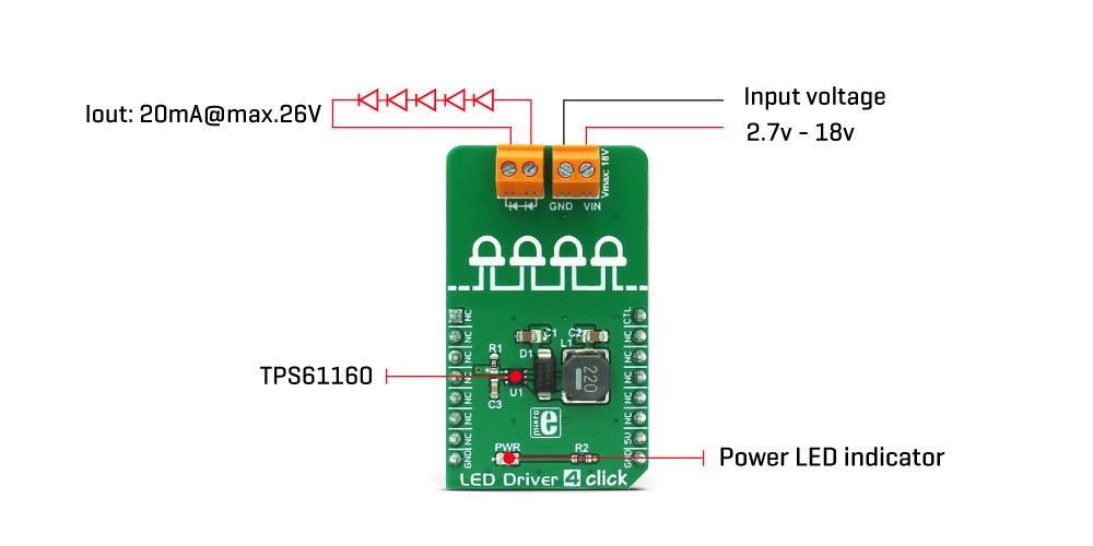 Block Diagram - Mikroe MIKROE-3037 LED Driver 4 Click