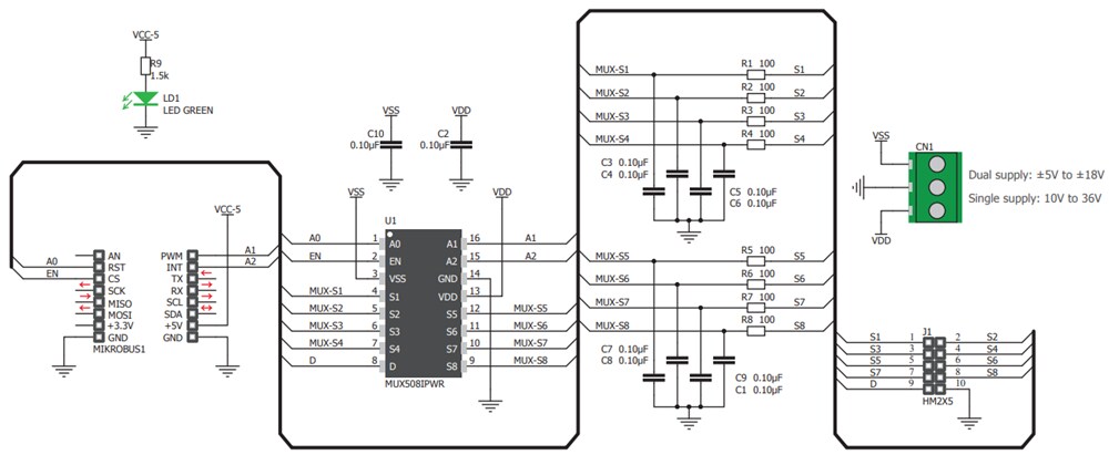 Schematic - Mikroe MUX 2 Click (MIKROE-3245)