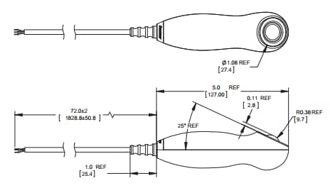 Mechanical Drawing - Switchcraft Cordette® Alternate Action Cord Switch with LED
