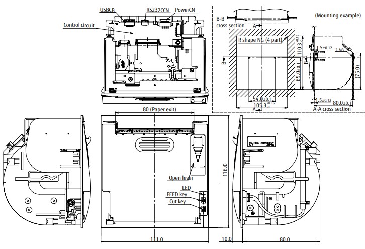 Mechanical Drawing - FCL Components FTP-63 High-Speed Thermal Printers