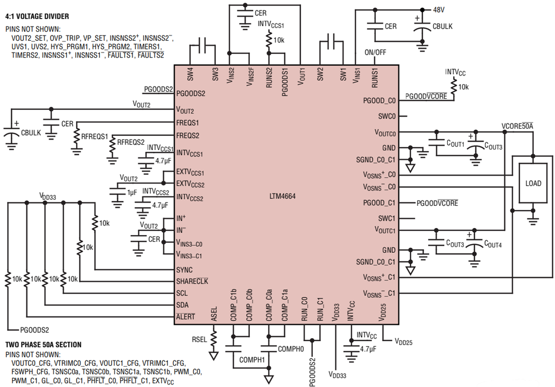 Application Circuit Diagram - Analog Devices Inc. LTM4664 Step-Down µModule® Regulator