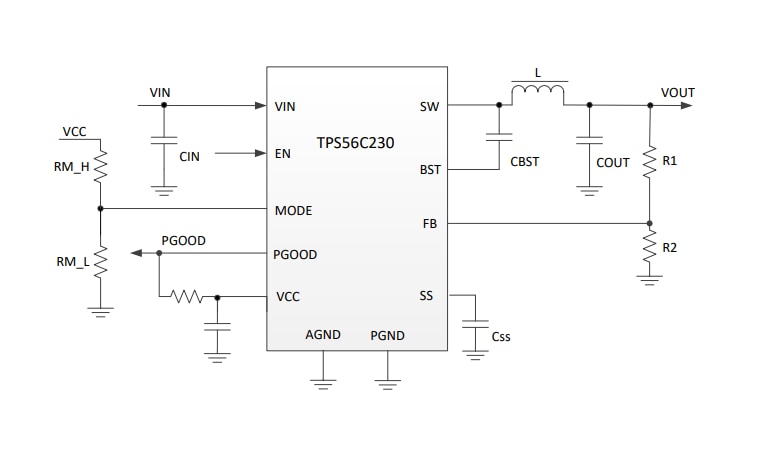 Schematic - Texas Instruments TPS56C230 12A Synchronous Buck Converters