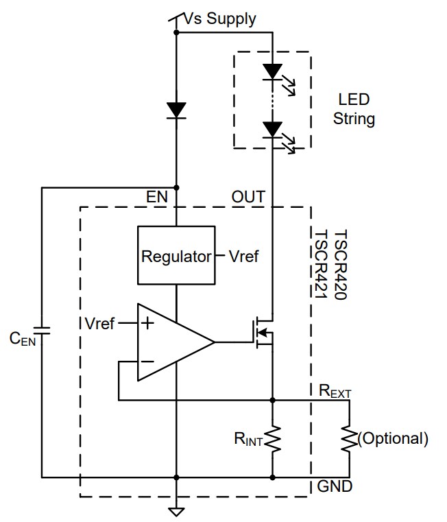 Application Circuit Diagram - Taiwan Semiconductor TSCR420 & TSCR421 Constant Current Regulators
