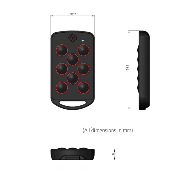 Chart - RF Solutions FOBLOQF FM Keeloq™ Transmitter Key Fobs