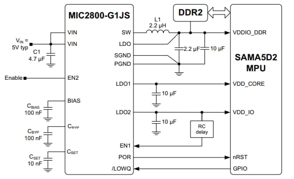 Application Circuit Diagram - Microchip Technology MIC2800 Digital Power Management ICs