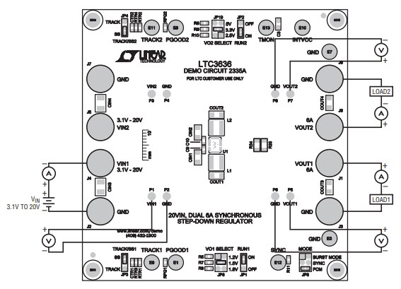 Schematic - Analog Devices Inc. LTC3636EUFD Demo Board DC2335A