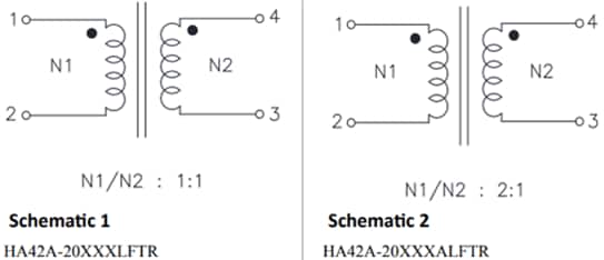 Schematic - BI Technologies / TT Electronics HA42A Gate Drive Transformers