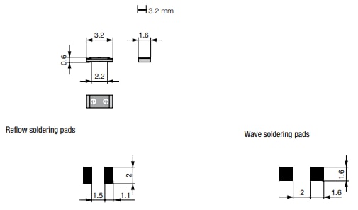 Mechanical Drawing - Schurter USI 1206 Surface-Mount Fuses