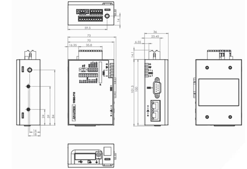 Mechanical Drawing - Advantech WISE-710 Industrial IoT Gateways