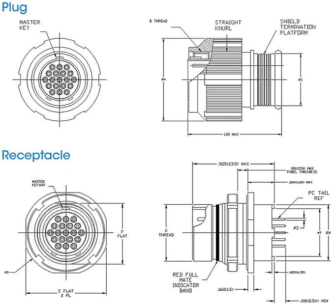 Mechanical Drawing - Cinch Mil/Aero MD801 Circular Connectors