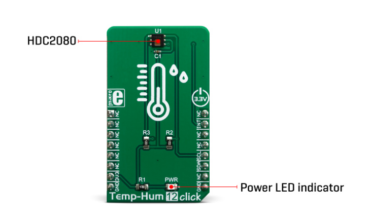 Mikroe Mikroe-3436 Temp&Hum 12 Click Board