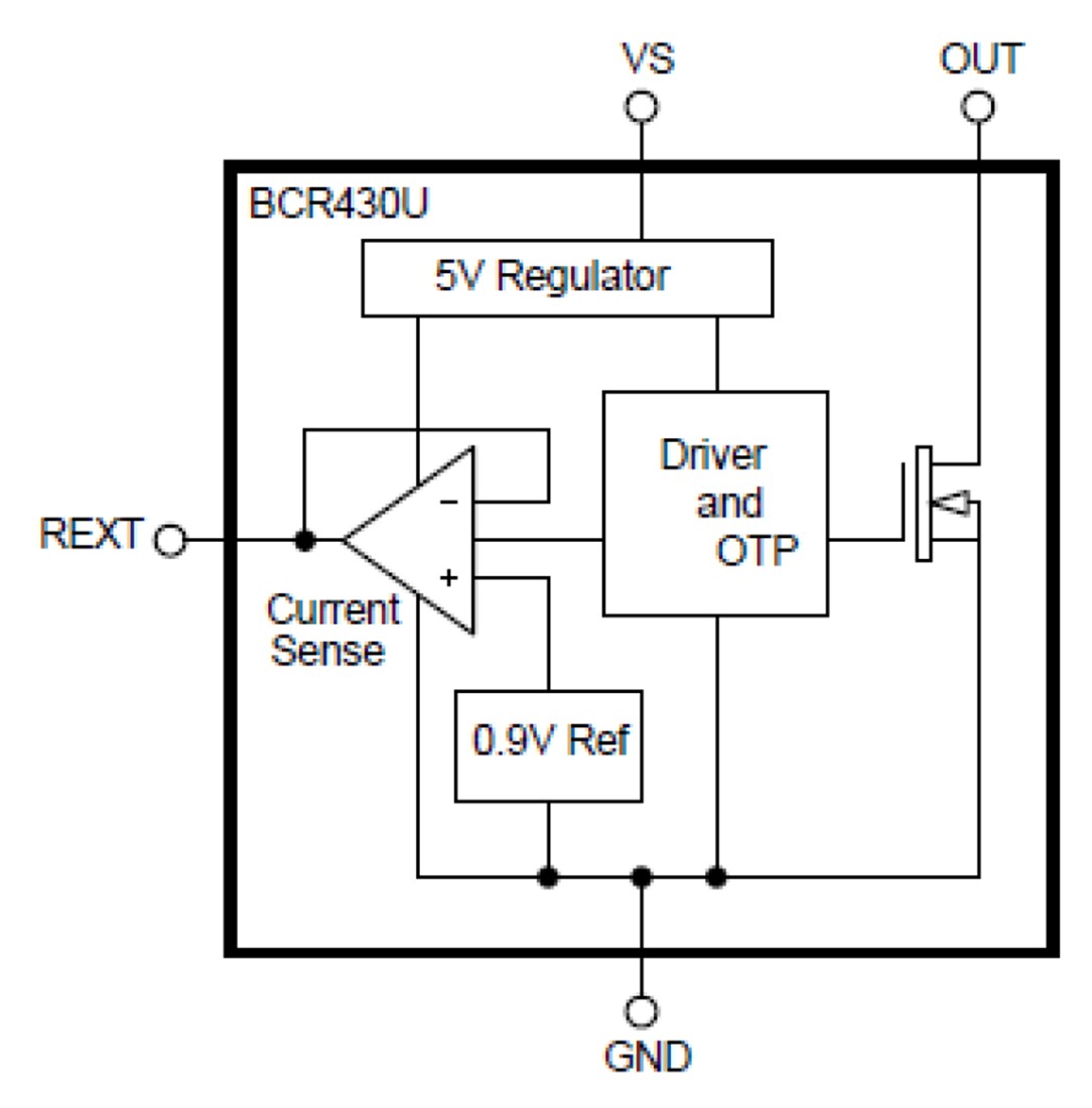 Block Diagram - Diodes Incorporated BCR430U LDO Voltage Linear LED Driver