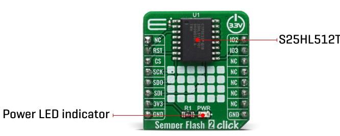 Block Diagram - Mikroe SEMPER™ Flash 2 Click board