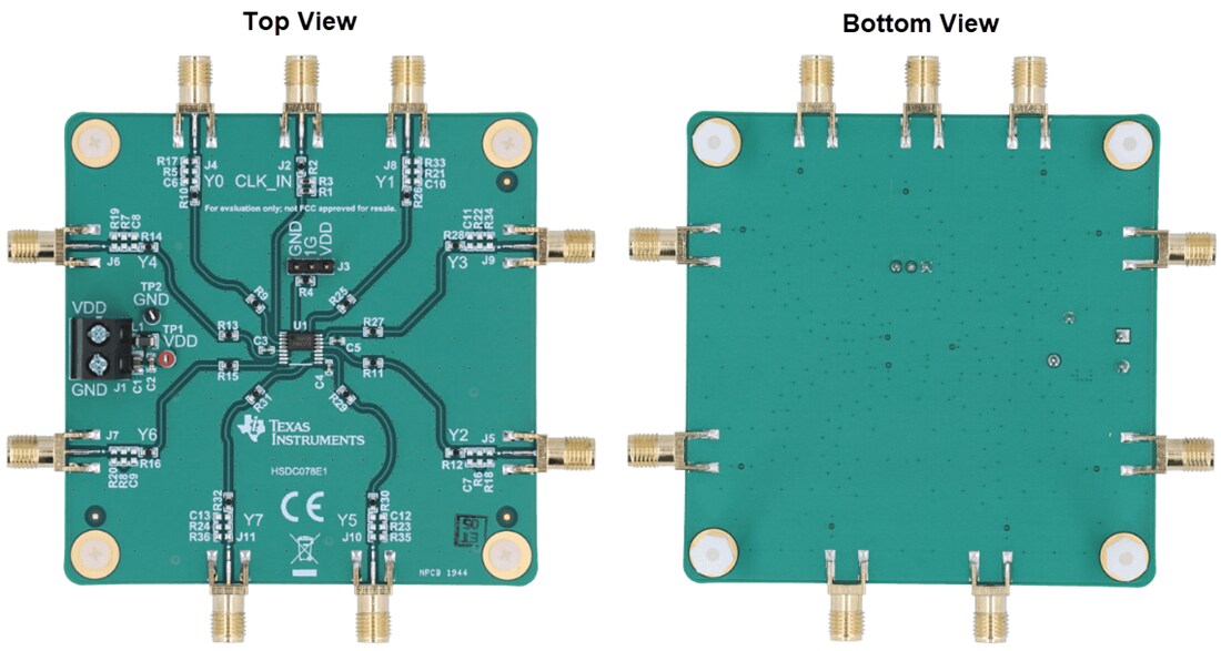 Mechanical Drawing - Texas Instruments LMK1C1104EVM Clock Buffer Evaluation Module (EVM)