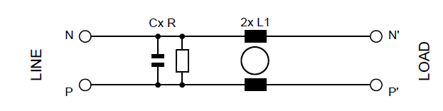 Schematic - TE Connectivity / Schaffner FN9274 Medical Class II IEC Inlet Filters