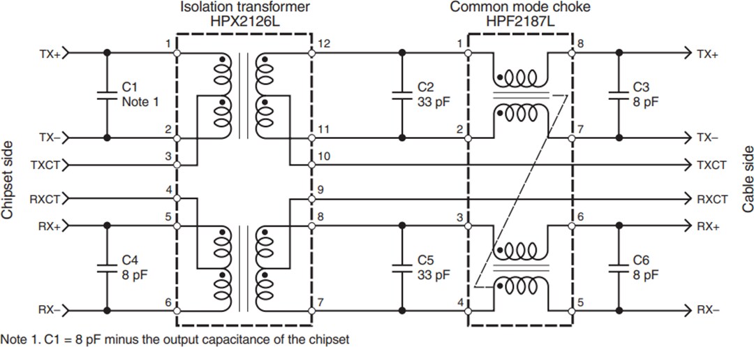 Application Circuit Diagram - Coilcraft High Power PoE Signal Path Magnetics