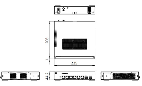 Mechanical Drawing - IEI Technology PUZZLE-IN003B Desktop Network Appliances