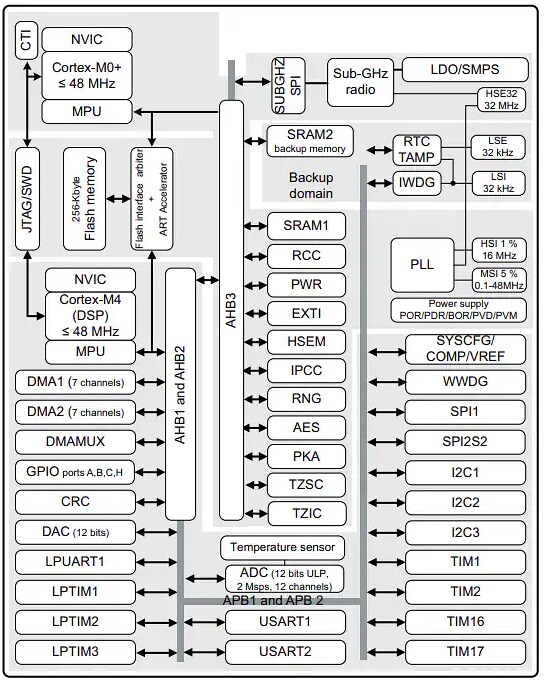 Block Diagram - STMicroelectronics STM32WL55x 32-Bit Wireless Long-Range MCUs