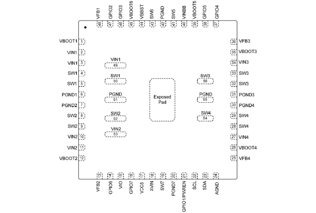 Mechanical Drawing - Qorvo ACT86600 ActivePMU Power Management IC (PMIC)