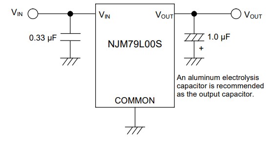Application Circuit Diagram - Nisshinbo NJM79L00S Negative Voltage Regulators