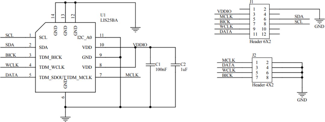 Schematic - STMicroelectronics STEVAL-MKI211V1K 3D Accelerometer Sensor Kit