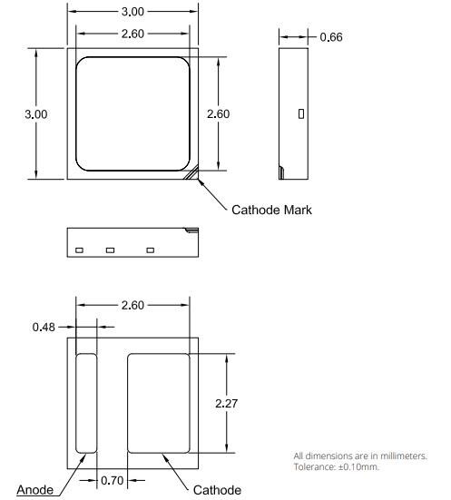 Mechanical Drawing - Lumileds LUXEON 3030 HE/HE Plus LEDs